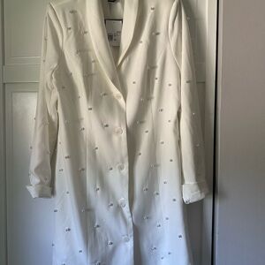 White Pearl Blazer Dress